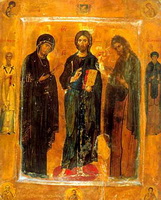 Трехчастный Деисус со святыми на полях