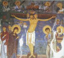 “Распятие Христа“.Фреска из монастыря Студеница